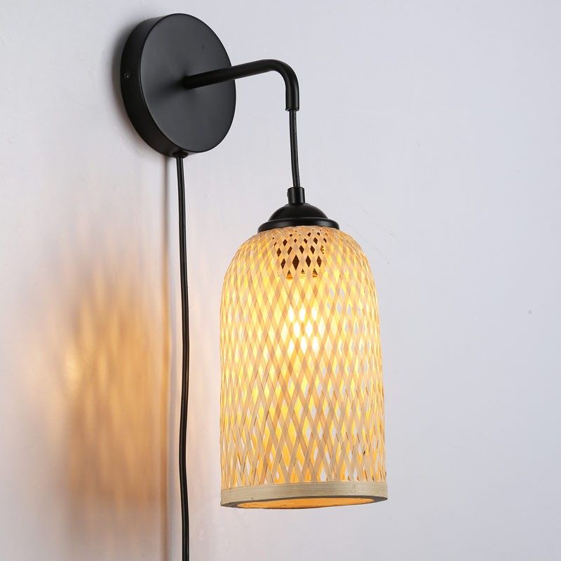 Wicker wall deals sconce